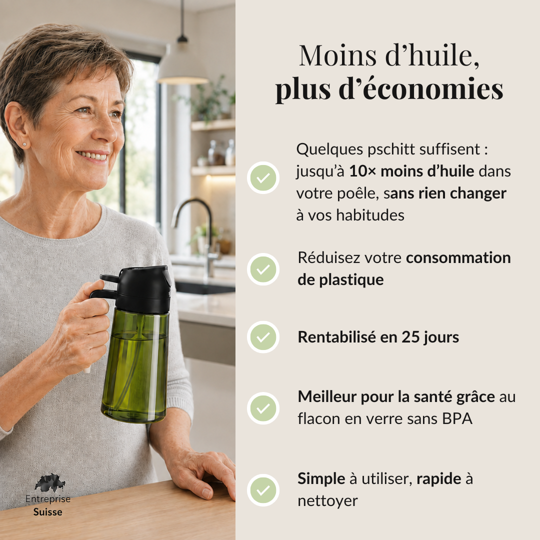 Jusqu'à 500 CHF économisés par an. Et une huile préservée de la lumière.