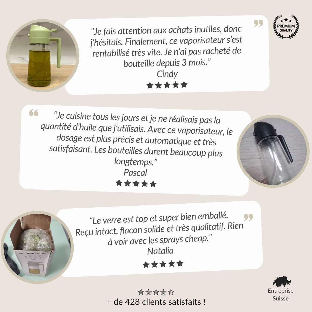 Jusqu'à 500 CHF économisés par an. Et une huile préservée de la lumière.