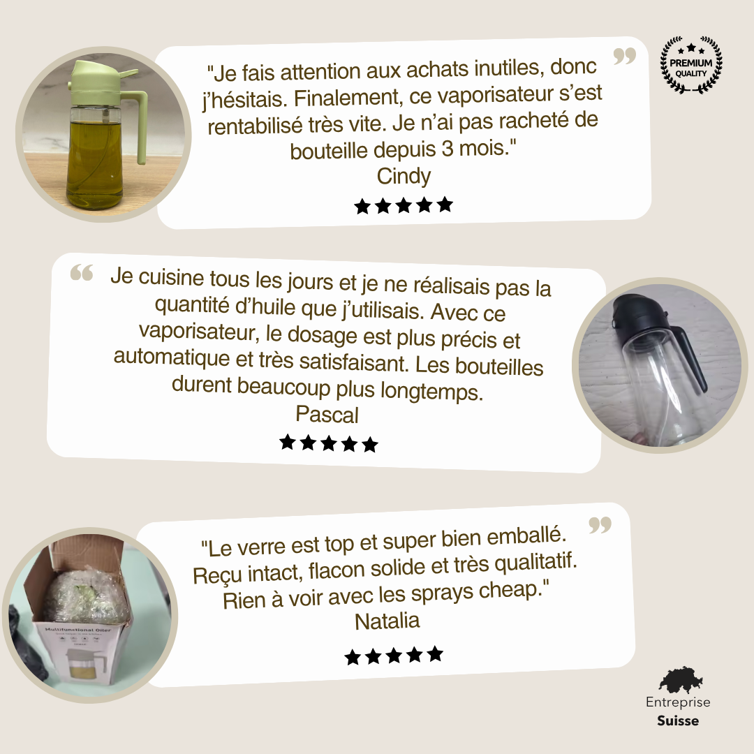 Vaporisateur d'huile en verre - chaque goutte compte